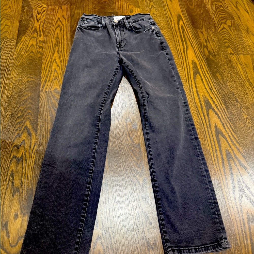 FRAME Le High Straight Jeans 26 Washed Black High Rise